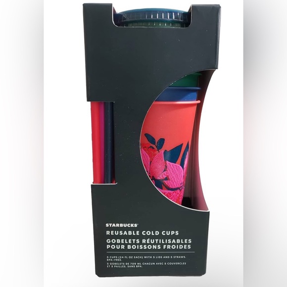 Starbucks 24oz. Reusable Holiday‎ Cold Cups - 5 Pack. New - Picture 1 of 8